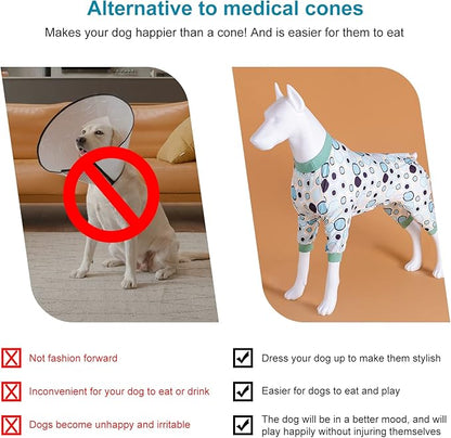 LovinPet Pitbull Large Dog Clothes, Wound Care/Post Surgery Dog Clothes, Lost World Dinosaurs Print, UV Protection, Pet Anxiety Relief, Large Dog Onesies, Pitbull Clothes, Grey M