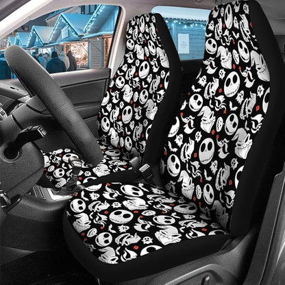 GENANY Skull Car Seat Covers Set of 2, Horror Breathable Front Seat Covers for Truck Sedan SUV, Spooky Car Accessories, Horror Gift for Women Men