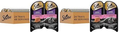 Sheba Perfect Portions Wet Cat Food Pate Sustainable Salmon Entree,2.6 oz. Twin-Pack Trays,Cat Food Wet Recipe (,48 Servings),24 Count (Pack of 2)