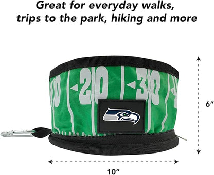 NFL Seattle Seahawks Pets First Collapsible Dog Travel Bowl Set, 2 Pack Food and Water Bowls for Dogs, Best Portable & Lightweight Leak-Proof Dog Bowls for Travel