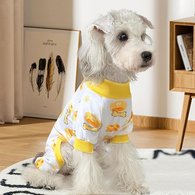 XPUDAC 4 Pack Dog Pajamas for Small Dogs, Puppy Clothes for Boy Girl Strechy Soft Pet Jumpsuit, Cat Onesie (Medium)