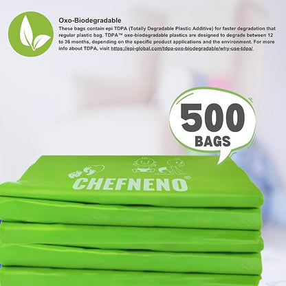 Baby Diaper Bag Disposable Biodegradable Unscented Easy Tie Handles (500 Bags) Made w/EPI Additive Bulk Diaper Sacks Dog Poop Waste Bags Cat Litter Clump & Poop Bags Sanitary Pad Waste Bags (500 ct.)