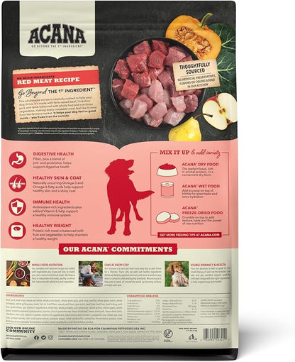 ACANA Grain Free Dry Dog Food Red Meat Recipe 4.5lb Bag