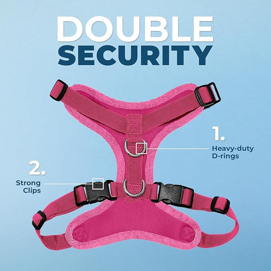 Voyager Step-in Pet Harness - All Weather Mesh, Adjustable Step in Harness for Cats and Dogs by Best Pet Supplies - Fuchsia, L