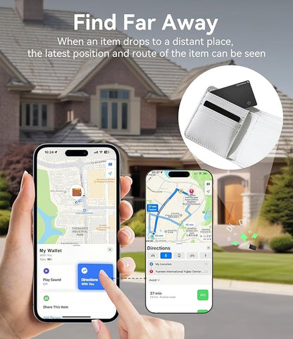 Ultrbeka Wallet Tracker Card IP68 Waterproof Bluetooth Tracker for Wallets, Passport, Work with Apple Find My, Wireless Charging, iOS Only [Apple MFi Certified]- 4pcs / 1* Wireless Charger