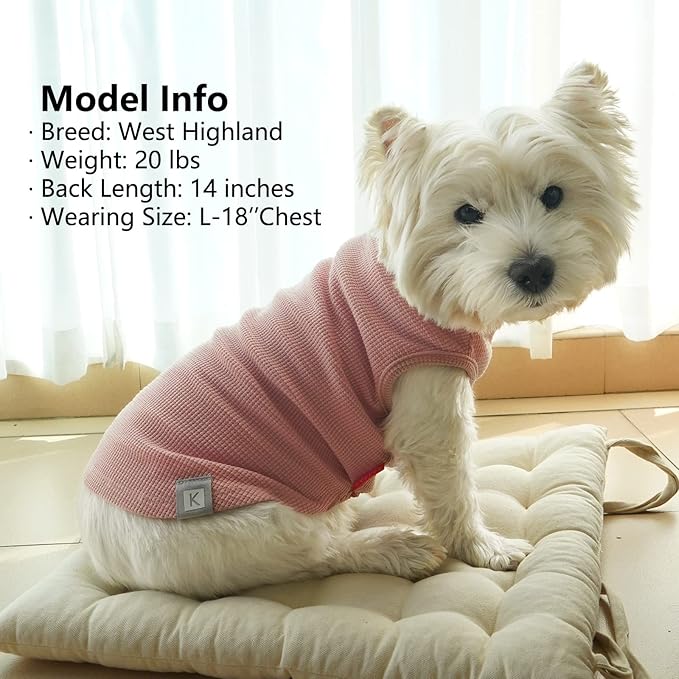 KYEESE 2Pack Waffle Dog Shirts, Lightweight Sleeveless Dog T Shirts for Medium Large Dogs Girl, Breathable Pet Vest Comfort Tank Top Soft Dogs Clothes for Daily Wear, Pink+Grey, 2XL