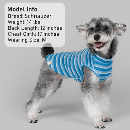 KYEESE 2Pack Waffle Dog Shirts, Lightweight Sleeveless Dog T Shirts for Small Dogs Boy, Breathable Pet Vest Comfort Tank Top Soft Dogs Clothes for Daily Wear, Blue+Striped, M