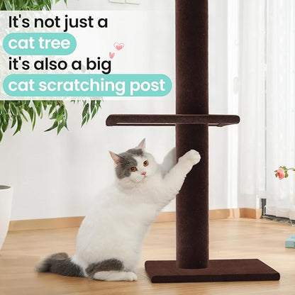Max & Marlow Cat Tree Floor to Ceiling Cat Tower Height 95-108" Adjustable Kitten Tree Tall Climbing Tree with Carpet Scratching Post and Mat Cat Pole for Indoor Cats,Dark Brown