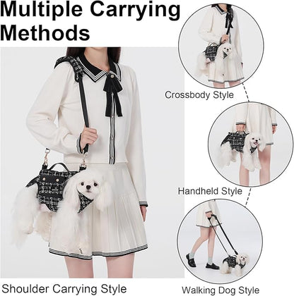 Wakytu Dog Lift Harness Dog Carrier Dog VES Harness Adjustable Dog Leash with Small Puppy Treat Bag（Black,M）