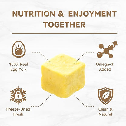 Freeze-Dried Cat and Dog Treats, Simple Egg Yolk with Fish Oil Added for Skin and Coat Support, 3.5 oz., Premium Food Toppers and Snacks