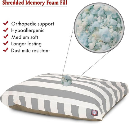 Majestic Pet Shredded Memory Foam Dog Bed Small with Removable Washable Cover – Rectangle Orthopedic Dog Bed–Durable Dog Crate Bed-Flat Dog Bed for Senior Dogs - (27x20) S - Links - Gray