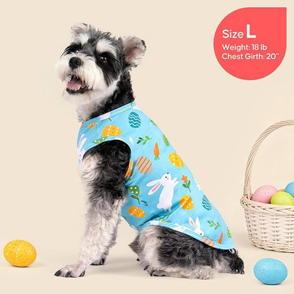 KYEESE 2Pack Easter Dog Shirt, Breathable Tank Top Sleeveless Dog T Shirts for Small Dogs Boy Girl, Lightweight Dogs Clothes Puppy Outfit for Holiday, Blue+Bunny, S