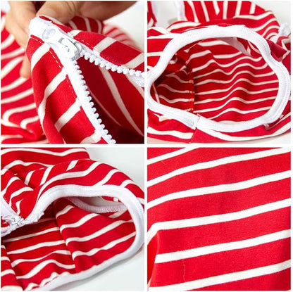 Dog’s Recovery Suit Post Surgery Shirt for Female Male Dog, E-Collar Alternative Wound Protective Clothes (red white-3xl)