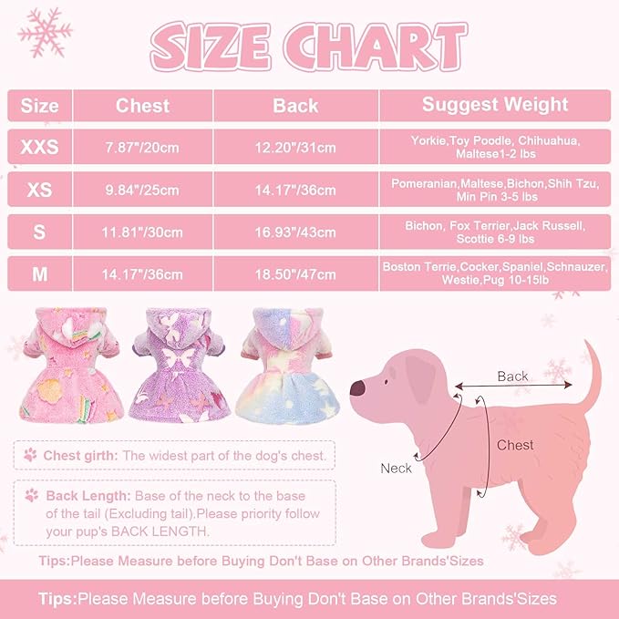 Dog Sweater Fleece Dog Hoodie Winter Puppy Clothes for Small Dogs Boy Girl Pet Hoodies Cold Weather Doggie Coats Fall Doggy Sweatshirt for Chihuahua Yorkie Cat Sweater Costume, Pink Rainbow, S