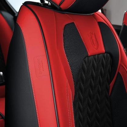 Coverado Seat Covers Full Set, 5 Seats Car Seat Protector, Seat Covers for Cars, Breathable Faux Leather Car Seat Cushion, Seat Cover Universal fit for Most Cars Trucks, Red