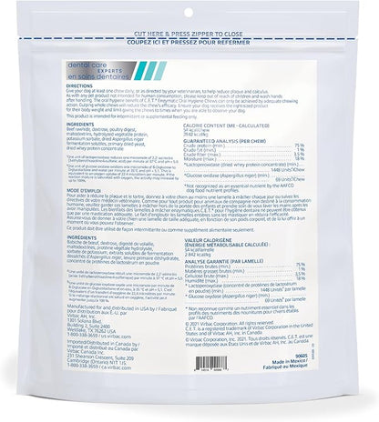 Virbac C.E.T.® Enzymatic Oral Hygiene Chews for Dogs, Medium - Plaque & Tartar Control - Single Layer Beefhide with Exclusive Dual-Enzyme System & Tasty Chicken Flavor - Easy to Give Dog Dental Chew