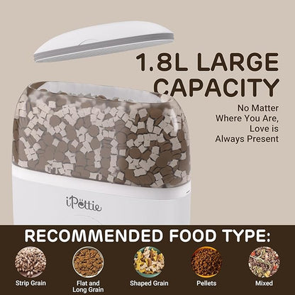 iPettie Smart WiFi Hanging Cage Feeder for Rabbits, Cats, Dogs & Hamsters - Perfect for Pet Stores, Remote & Portion Control, Timed Feeding, 62oz Capacity, Compatible with 5-30mm Dry Food