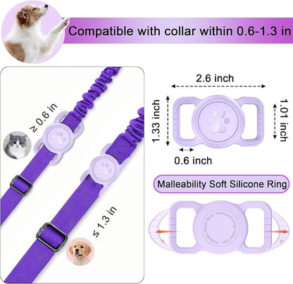 SANKALA Airtag Dog Collar Holder, Purple, 1 Pack | Silicone Full Body Covered, Anti-Lost Protective, Fits All Width Collars, for Apple AirTag(Gen 1 & 2), Signal Friendly