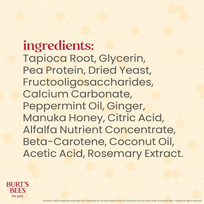 BURT'S BEES FOR PETS Dental Treats for Dogs with Manuka Honey & Ginger, Holistic, Plant-Based Oral Care, 98% Natural Origin Formulas, Peppermint Flavor, Dog Treats Small Dogs, Sz Md/Lg 10ct, 7.7 oz