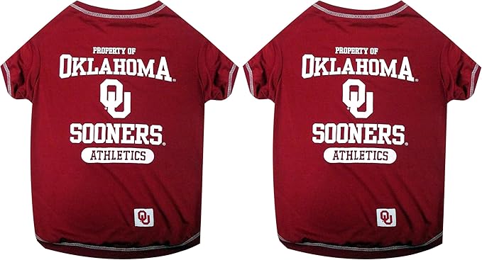 Pets First Collegiate Oklahoma Sooners Dog T-Shirt, Medium. - Licensed Shirt for Pets Team Colored with Team Logos.- Premium Stretchable Materials for the Comfrot of Your Dog & Cat. (Pack of 2)