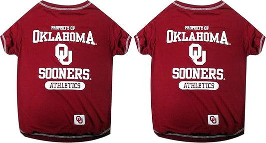 Pets First Collegiate Oklahoma Sooners Dog T-Shirt, Medium. - Licensed Shirt for Pets Team Colored with Team Logos.- Premium Stretchable Materials for the Comfrot of Your Dog & Cat. (Pack of 2)