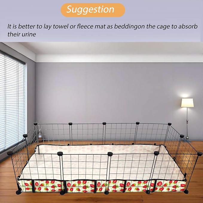 Guinea Pig Cage Liner，Washable Waterproof Oxford Cloth Cage Liners for Small Animals,Hamster Chinchilla Hedgehog Rabbit and Other Small Animals Not Include Cage (24x48 inches)