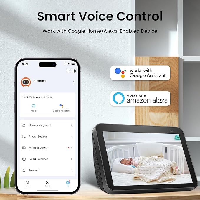 AMOROM Indoor Home Security Camera for Baby Monitor1080P WiFi Camera with Privacy Mode2-Way TalkNight VisionMotion DetectionCloud& Micro SD Card StorageAlexa&Google Home Compatible(Wired) AM-C1-04