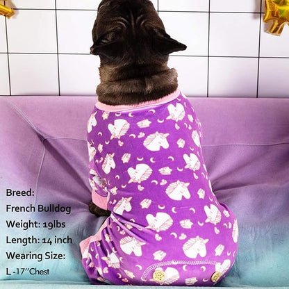 KYEESE Dog Pajamas Velvet Dog Pajamas Small Sized Dogs Soft Dogs Clothes Pet Coat Stretchy Doggie Pjs Pet Costume with Unicorn Pattern Comfy Doggie Jammies Onesie, Medium