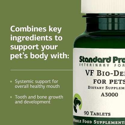 Standard Process Inc. VF Bio-Dent for Pets - Bone Growth & Healthy Tissue Support Pet Supplement - Overall Mouth Health Support Supplement - Nutritional Supplement for Cats & Dogs - 90 Tablets