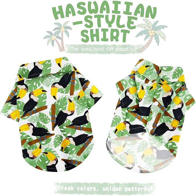 Hawaiian Dog Shirt – Lightweight and Breathable Summer T-Shirt with Tropical Prints, Fun Beach Outfit for Small, Medium, and Large Dogs, Perfect for Hot Days and Outdoor Vacation.Hornbill 4XL