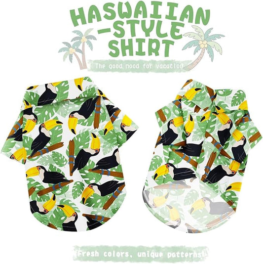Hawaiian Dog Shirt – Lightweight and Breathable Summer T-Shirt with Tropical Prints, Fun Beach Outfit for Small, Medium, and Large Dogs, Perfect for Hot Days and Outdoor Vacation.Hornbill S