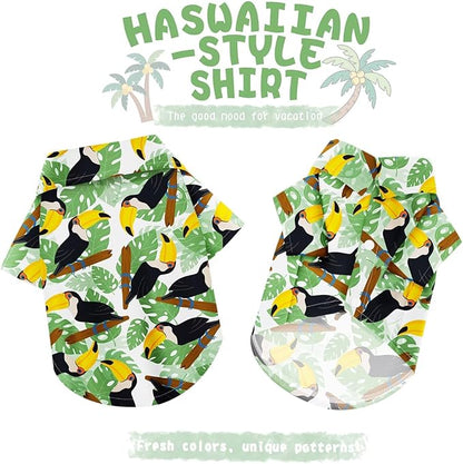 Hawaiian Dog Shirt – Lightweight and Breathable Summer T-Shirt with Tropical Prints, Fun Beach Outfit for Small, Medium, and Large Dogs, Perfect for Hot Days and Outdoor Vacation.Hornbill XXL
