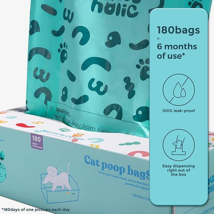 Cat Litter Disposal Bags and Dog Poop Bags with Handle,Cornstarch Based Extra Thick and Guaranteed Leak Proof Poop bags for Kitty and Doggy(360 Count 1.1 Gallon,Lavender Scent)