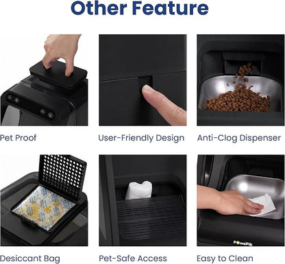 Automatic Microchip RFID Cat Feeder, 16-Cup, Black | ISO Microchip & PawsPik RFID Tag Compatible, App Control, Portion Control, Personalize Feeding