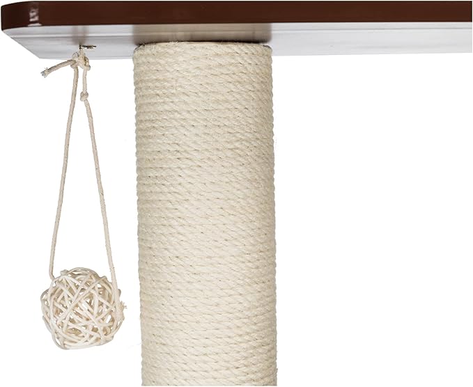 Trixie 31-in Inola Wooden Cat Tree, Jute Scratching Posts, Cat Condo with Cushion, Removable Cozy Pads, Dangling Cat Toy, Walnut