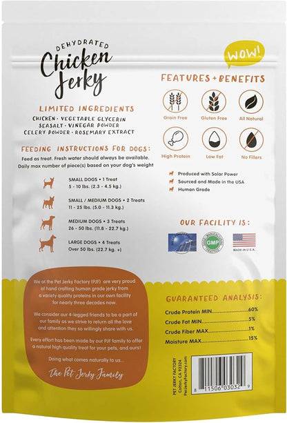 Pet Jerky Factory Premium Whole Muscle Chicken 5 oz. Dog Jerky Treats | 100% Human Grade | USA Made | High Protein | Grain Free | Limited Ingredients | No Filler | BHA-BHT Free | Chewy Texture