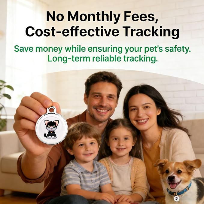GPS Tracker for Dogs | Mini, Easy-to-Use Cat GPS Tracker | Waterproof and Drop-Proof | Real-Time Positioning with Alarm | Extra-Long Battery Life of 365 Days | No Subscription Required (Android & iOS)