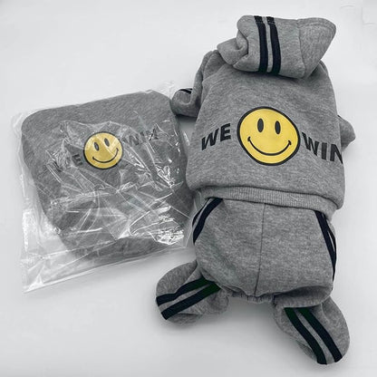 Cute Dog Hoodie Sweater Tracksuit Coat Jacket Winter Pajamas Jumpsuit Clothes Clothing 4-Legs Grey for Cat Puppy Small Medium Big All Type Dogs (X-Small)