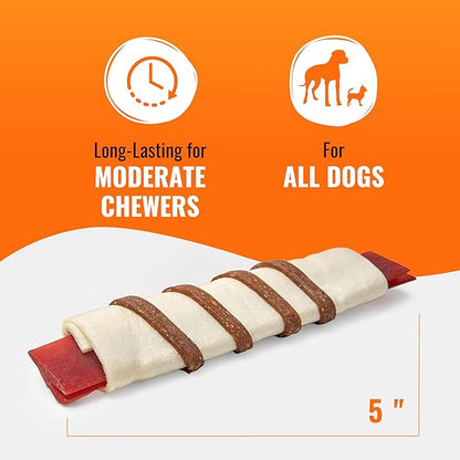 GOOD 'N' FUN Triple Flavor Wraps with Beef Tendon Chews, High-Protein Dog Treat for All Adult Dogs, Made with Real Beef Hide, Chicken & Beef Tendon, 8 Count