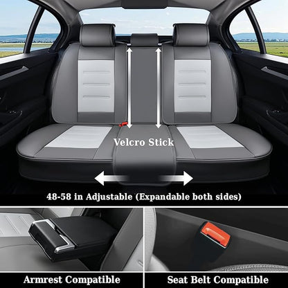 Coverado Car Seat Covers Full Set, Seat Covers for Cars, Front Seat Covers and Back Seat Cover Waterproof Leather Automotive Seat Cover, Universal Car Interior Protectors Cushion for Most Cars