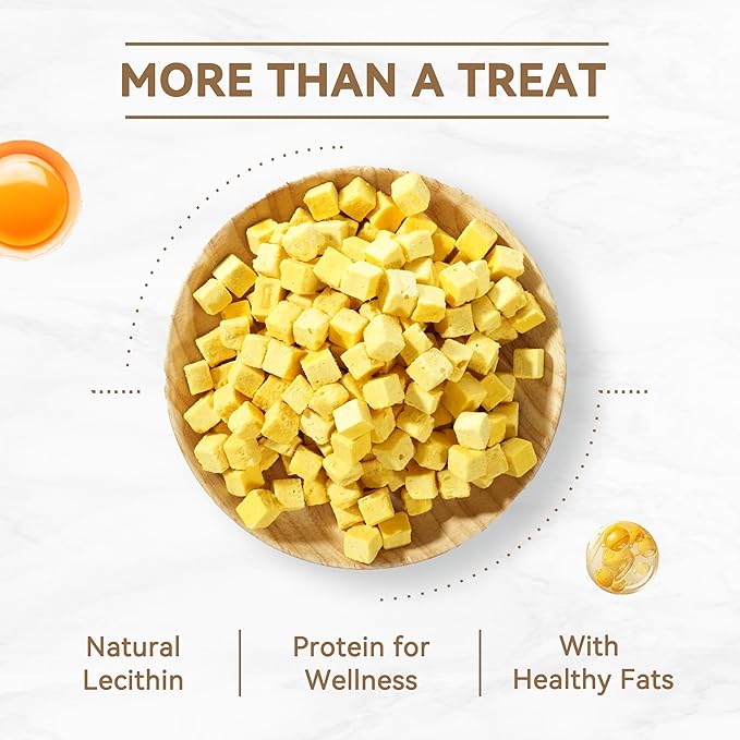 Freeze-Dried Cat and Dog Treats, Simple Egg Yolk with Fish Oil Added for Skin and Coat Support, 3.5 oz., Premium Food Toppers and Snacks