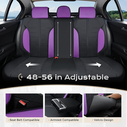 Coverado 3D Air Mesh Rear Car Seat Cover, Sports Carbon Fiber Design, Breathable Seat Protectors Airbag Compatible Comfort Universal for Most Cars, Van,Trucks, SUV, Black&Purple