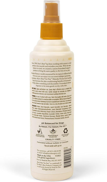 Burt’s Bees for Pets Itch Spray with Manuka Honey and Chamomile for Dogs - Naturally Derived Ingredients, Formulated Without Artificial Fragrances, Sulfates, Colorants, 10 Fl Oz