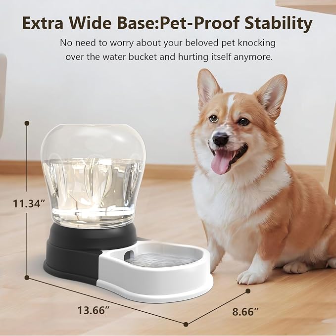 4 Liters Automatic Gravity Dog Water Dispenser, BPA-Free | Gravity Pet Water Bowl, No-Spill Cat Feeder for Large Dogs, BPA-Free & Easy Clean, Less Refills for Work Travel