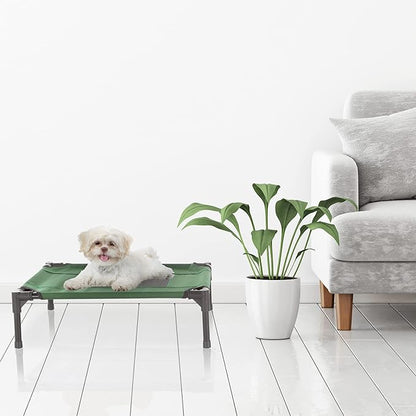 Elevated Dog Bed – 24.5x18.5 Portable Bed For Pets With Non-Slip Feet – Indoor/Outdoor Dog Cot Or Puppy Bed For Pets Up To 25lbs By Petmaker (Green)
