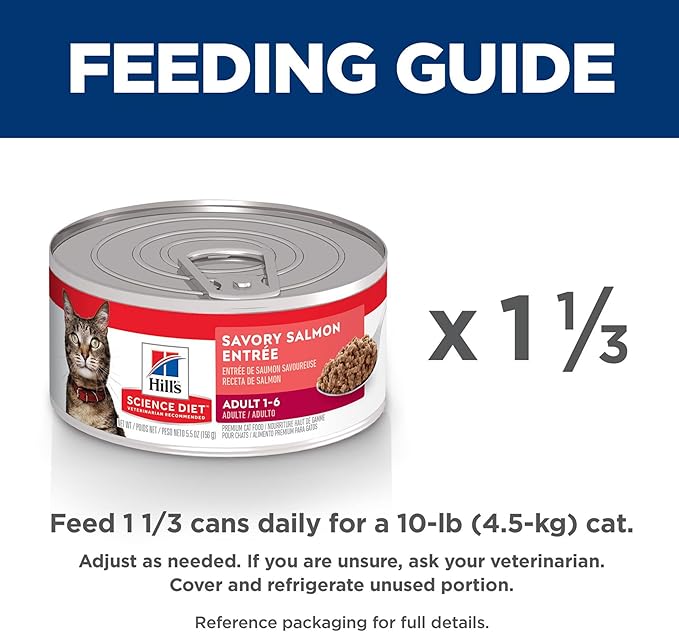 Hill's Science Diet Adult 1-6 Wet Cat Food, Salmon, 5.5 oz. Cans, 24-Pack