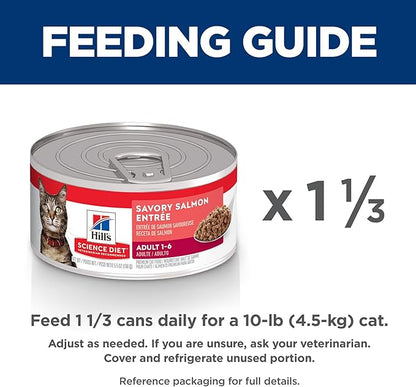 Hill's Science Diet Adult 1-6 Wet Cat Food, Salmon, 5.5 oz. Cans, 24-Pack