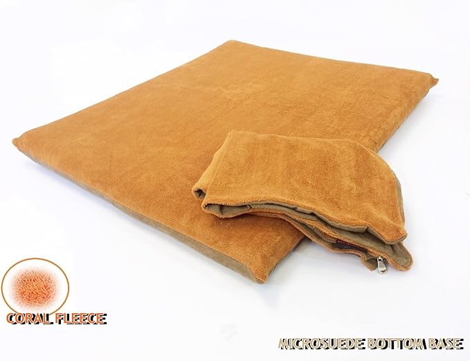 Luxurious Memory Foam Pet Dog Bed with Inner Waterproof Case and External Cover for Medium and Large Dogs + Free 2nd Cover (Complete Bed - 45"x27"x3", Coral Fleece - Sudan Brown)