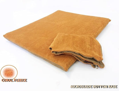 Luxurious Memory Foam Pet Dog Bed with Inner Waterproof Case and External Cover for Medium and Large Dogs + Free 2nd Cover (Complete Bed - 45"x27"x3", Coral Fleece - Sudan Brown)