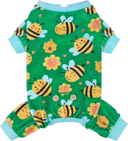 KYEESE Dog Pajamas Little Bee Pets Onesie Velvet Pets Pjs Stretchy Pet Coat Dog Pajamas Small Sized Dogs Dogs Clothes Soft Doggie Jammies Comfy Puppy Onesie Pet Costume, Medium
